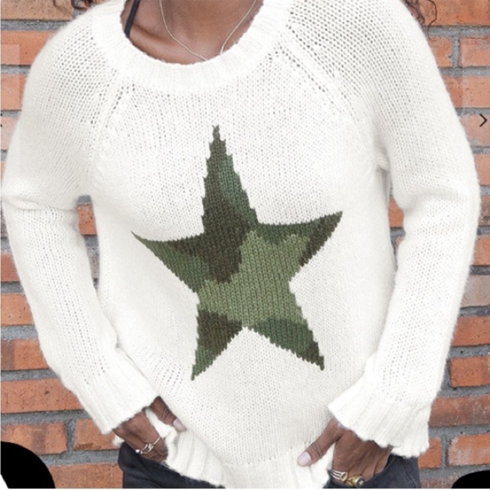 Wooden Ships Camo Star Raglan‎ Crewneck Sweater White XS/S